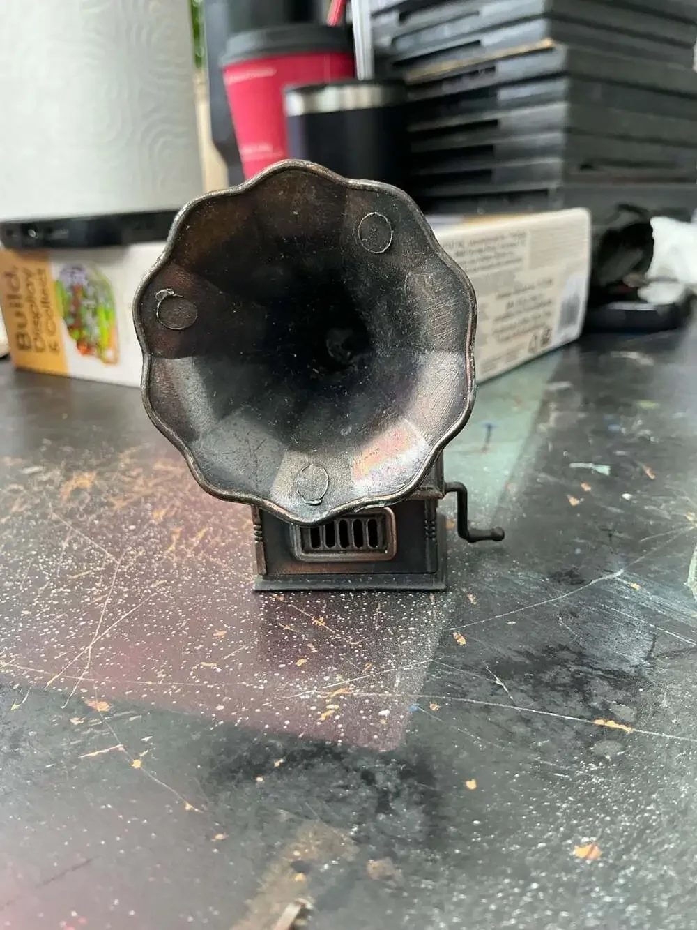 Vintage PlayMe Die Cast Metal Phonograph Gramophone Pencil Sharpener